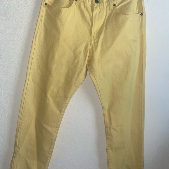 Levi’s Butter Yellow Middy Straight Mid Rise Rigid Western Preppy Jeans 30 x 30 - Picture 8 of 14